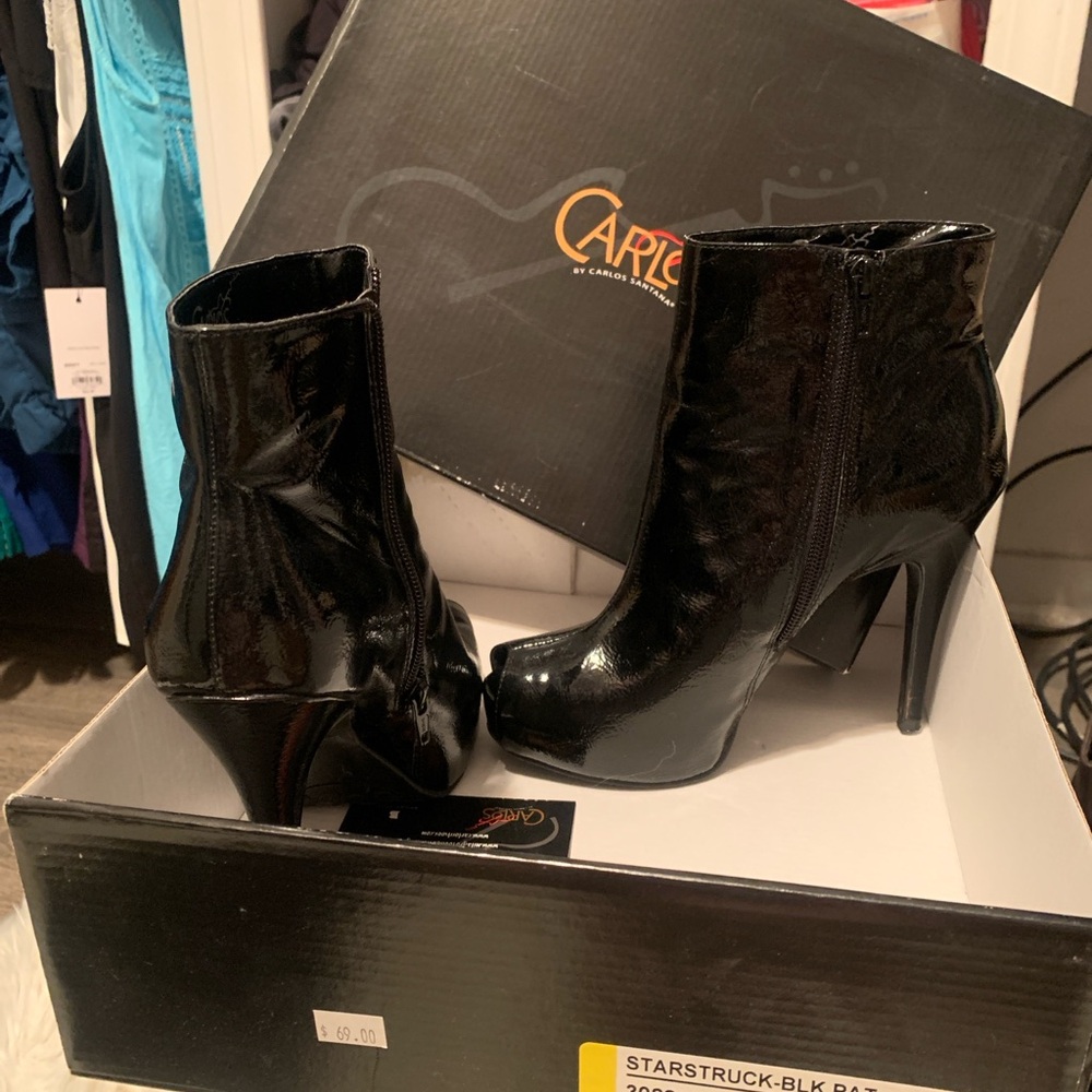 Carlos by Carlos Santana Glossy Black Heeled Boots